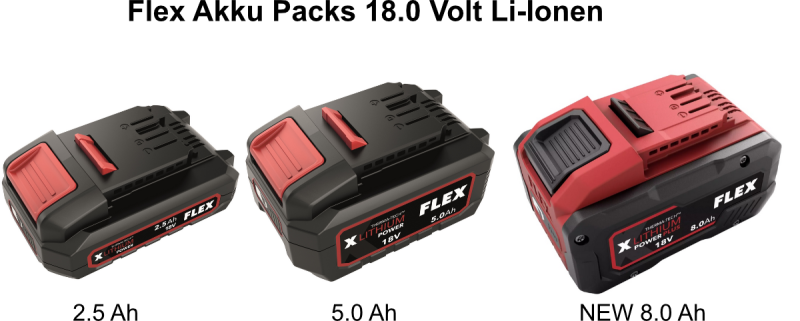 Flex Akku Li-Ion 18.0 V 2.5 Ah / 5.0 Ah / 8.0 Ah